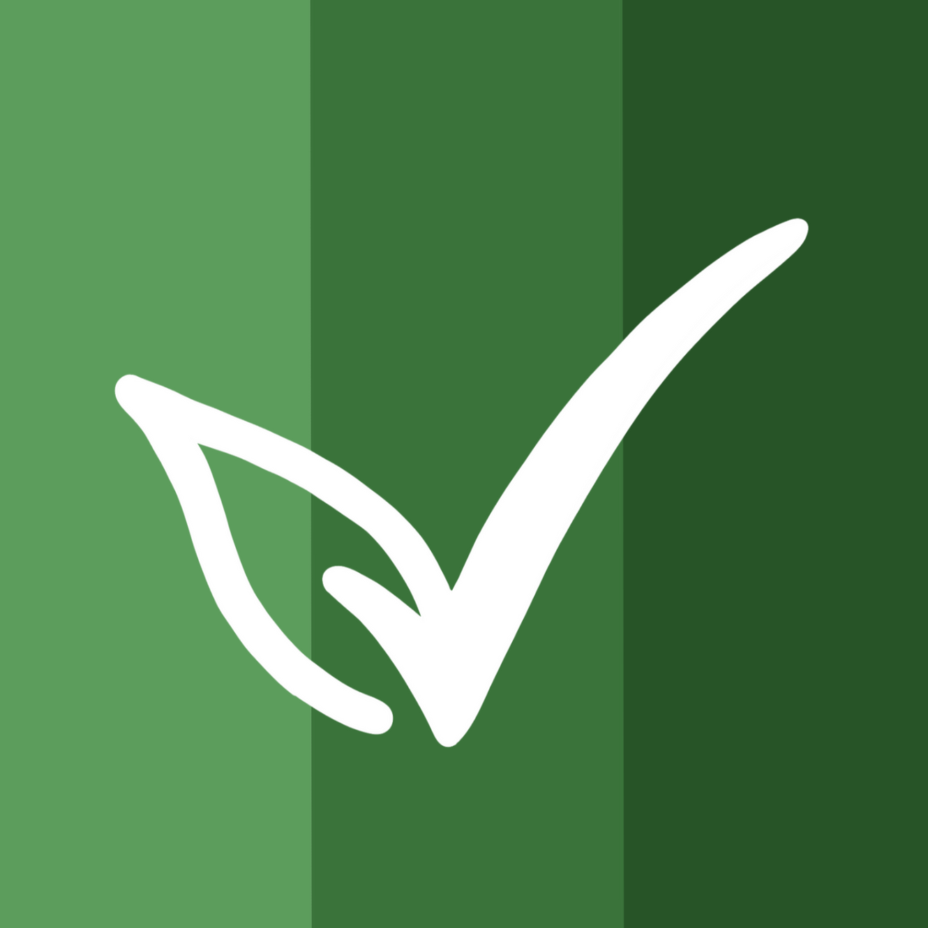 Green background with a white check mark and leaf icon.